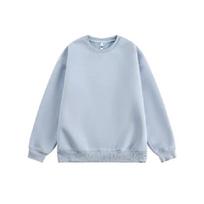 Autumn American Solid Color Men'S Sweater Crew Neck Thickened Top Autumn And Winter Loose Pullover Casual Jacket M dangaus mėlyna spalva