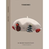 Christmas Beret Hat French Vintage Red Wool Beret Women Winter Warmth Female Butterfly Beret Hat Household Accessories One Size balta