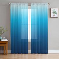 Mėlynos spalvos gradiento užuolaidos tiulis svetainei miegamajame Virtuvės langų apdaila Dekoracijos Užuolaidos W135 x H114cm blue
