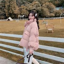 Cotton Jacket Female Ins Hong Kong Wind Short Cotton Jacket Winter Korean Loose Student Jacket Winter Warm Cotton Clothing S rožinė