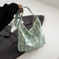 Bag spring female versatile new student class plaid bag versatile shoulder commuter tote bag women's bag žalia