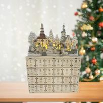 Christmas Wooden Advent Calendar Decoration Kids Gift Treasure Box Holiday beige