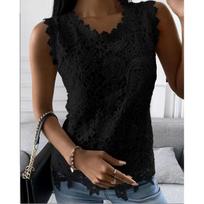 Didelio dydžio gėlėta liemenė „Camisole“ vasariniai viršutiniai drabužiai Madingi nėriniai Moteriški žakardo marškiniai be rankovių Laisvalaikio moteriški vintažiniai marškinėliai S juoda