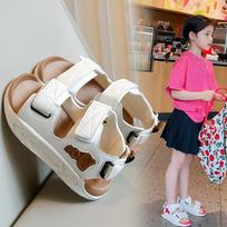 Vasariniai vaikiški sandalai su minkštu Velcro minkštu padu neslystantys studentų vaikiški paplūdimio batai 37 rožinė raudona spalva