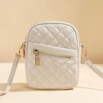 Fashion PU Leather Crossbody Bags for Women  Trend New Rhomboid Lattice Shoulder Bags Casual Female Mini Phone Handbags black