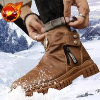 Fashion Male Shoes New With Fur Men's Boots Trendy 2025 Cheap Retro Classic High Quality Low Price Comfortable Non Slip Vintage Offer 44 black