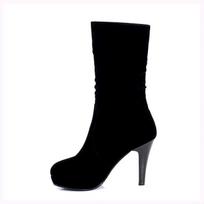 Women's high-heeled short boots autumn and winter new classic solid-color thin-heeled short boots versatile large-size boots 34 juoda