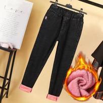Winter Thicken Baggy Denim Pants Women Casual High Waist Plus Velvet Harem Jeans Vintage Warm Loose Vaqueros XXXXXXL juoda