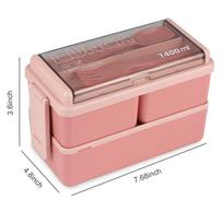 Bento Box Kit, 47.35OZ Bento Box Adult Lunch Box, 3 Compartments Bento Lunch Box , Meal Prep Containers for Adults Pink CHINA brown