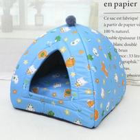 Pet Beds Cat Dog 2 in 1 House Kennel Season Universal Warm Cushions Tent Sofa Basket Comfortable Soft Fluffy Washed Non-slip 28x28x30cm mėlyna