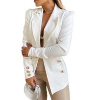 Women Suit Coat Lapel Long Sleeve Cardigan Solid Color Open Front Slim M balta