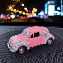 Luxury Rhinestone Car Dashboard Ornaments Diamond Lovely Small Vehicle Model Ornaments Bling Auto Interior Accessories for Women rožinė
