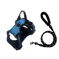 Soft Mesh Dog Harness Reflective Pet Traction Rope Safety Dog Leashes Pet Harness Leash Set  Cat mėlyna