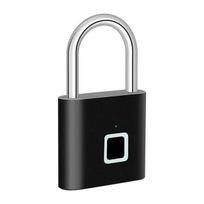 Beraktė USB įkrovimo durelių užraktas Pirštų atspaudų išmanioji pakabinama spyna Greitai atrakinkite cinko lydinio metalo savaiminio vaizdo lustą 20 pirštų atspaudų juoda