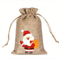 1 vnt. Jutos laikymo maišeliai, Kalėdinio stiliaus laikymo maišeliai, Dovanų ir papuošalų vyniojimo maišeliai Penguin-1pcs beige