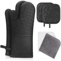 Oven Mitts And Pot Holders 6pcs Set Kitchen Oven Glove High Heat Resistant Extra Long Oven Mitts And Potholder