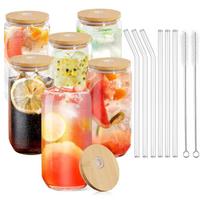 6 vnt. 400/500 ml stiklinė su bambukiniu dangteliu ir šiaudeliu, burbulinės arbatos puodelis, stiklinės, puodeliai, alaus skardinė, kavos puodelis, šaltiems vynui, kolai, gėrimams 400ml beige