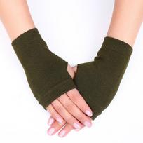 Vogue Fashion Winter Warm Women Mittens Gloves Knit Outdoor Half Finger armijos žalia spalva