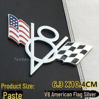 V8 3D metalinio automobilio logotipo lipdukas – italų/prancūzų/vokiečių/amerikietiškas įbrėžiamas dangtelis