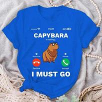 Calling Tees Funny Capibara Rodent Animal Lover Humor T-Shirt Women Men Summer Casual Round Neck Short Sleeve Tops S