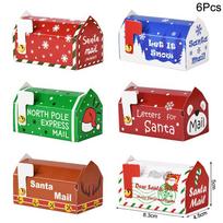 6/24pcs Christmas Mailbox Shape Candy Gift Box Kids Xmas Cookie Snack Packing Box Bag 2024 Navidad Noel Home Decor 2025 New Year 8.3x4.5x5cm