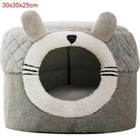 Cat Pet Bed Cave Warm Tent Soft Indoor Enclosed Covered Cavern House For Cats Kittens Small Pets With Removable Cushion Pad black