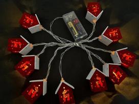 Kalėdiniai mediniai nameliai LED girlianda Kalėdinės eglutės pakabinamas papuošalas 2024 Kalėdinė dekoracija namams Vaikams Naujųjų Metų dovana Navidad black