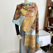 Imitacinis kašmyro moteriškas šalikas, dvipusis skaitmeniniu būdu margintas kutais šalis, žieminis šiltas šalikas, retro ilgas šalikas 180 * 68cm beige
