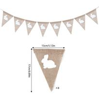 3 Meters Easter Rabbit Jute Burlap Banner Linen Flags Happy Easter Party Home Wall Hanging Decorations Vintage DIY Garland beige