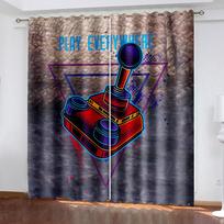 Gamepad Gamer Blackout Curtains Blackout Curtain Teens Boys Bedroom Video Games Controller Window Curtain Living Room Drapes W132cm x H160cm&Grommet gray
