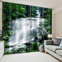 2 Panels Forest Natural Landscape Printed Thin Curtain for Bedroom Living Room Kitchen Window Floor-to-ceiling Window Cortinas W60xH100(CM)x2pcs&Rod Pocket gray