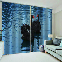 3D Skaitmeninė Spauda Gulbių Raštas Langų Užuolaidos, Miegamasis, Svetainė, 2 Paneliai 100W160H(CM)40x63in&Hook