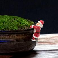Santa Claus Flower Pot Hugger Figurine Christmas Gift Pendant Ornament Cute Mini brown
