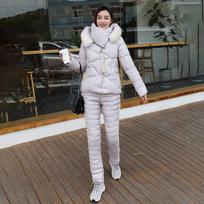 Winter Suit Women's Korean Fashion Short Down Jacket + Down Pants Two-piece Warm Slim-fit Thickened Suit XXL balta