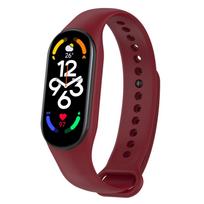 Vienspalviai dirželiai, suderinami su Xiaomi Mi Band 5, 6 ir 7 Universal for Xiaomi 5/6 vyno raudonos spalvos