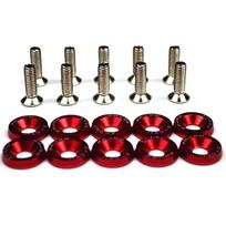 10pcs M6 JDM Car Modified Hex Fasteners Fender Washer Bumper Engine Concave Screws Car-styling 6mm raudona
