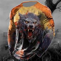 New Autumn Animal Wolf 3D Print T-Shirt Men Women Fashion Casual Long Sleeve T Shirts Oversized Harajuku Tees Tops Kids Clothing S brown