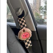 Mielas Anime Loopy pliušinis lėlės automobilio dekoratyvinis diržas apsauginis užvalkalas Kawaii automobilio interjero aksesuarai Pliušinis dėvėjimui atsparus užvalkalas gray