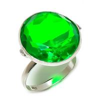 Natural Peridot Gemstone Handmade 925 Sterling Silver Jewelry Ring Size 8.5 Z8A61 green