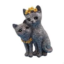 Sodo poros katės statulėlės dekoravimas meno dekoras mielas ornamentas gyvūnų skulptūra derva gray