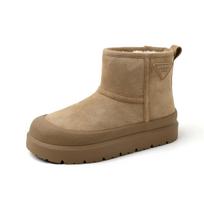 Krazing Pot Cow Suede Wool Blend Winter Shoes Snow Boots Women Slip on Keep Warm European Design Ankle Boots 35 abrikosas