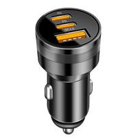 78W Aluminum Alloy Multi-Port Car Charger with PD+QC3.0 Fast Charging, Type-C Compatibility C048, PD+PD+QC3.0, OPP bag
