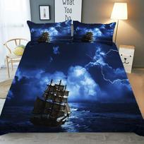 Pirate Sailboat Duvet Cover Nautical Ocean Theme Boys Teen Bedding Cool Style Adult Bedding Set Wave Pattern Printed Room Decor 70x133cm 2pcs
