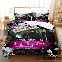 Fashion 3D Printed Anime Tomodachi Game Bedding Set Single Twin Full Queen King Size Bed Set Aldult Kid Bedroom Duvet Cover Sets EU Single 135x200cm black