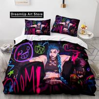 Arcane Anime Game Jinx Bedding Set Bedding Set Cute Quilt Cover Bed Cover With Pillowcase Twin Single Queen King Size Boys Adult EU Single 90x200cm black