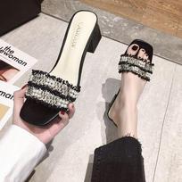 Summer 2024 White Crystals Shoes Rhenstone Slides Job Jewels Women's Slippers and Ladies Sandals High Up To 5cm Heel Sexy Shoe I 34