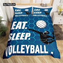 Bedding Set Duvet Cover Twin King Microfiber Soccer Volleyball  Games Sports Comforter Cover for Kids Teens Bedroom Decorate EU single(135x200cm) white
