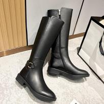 Women Boots Fashion Autumn PU Leather Boots Botas Female Stretch Black Roma Knee-Length Shoes Plus Size 35-43 Zapatos De Mujer 35 juoda
