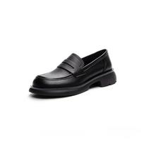Lefu Shoes Female 2024 Spring and Autumn Handmade Cowhide Soft Sole Single Shoes Fashion Lazy Shoes Female Retro 35 juoda