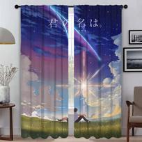 Your Name Modern Living Room Curtains 2 Pieces Partition Window Curtain Tulle for Bedroom Halloween Decoration Shades Kitchen W60xH90cmx2pcs-CL